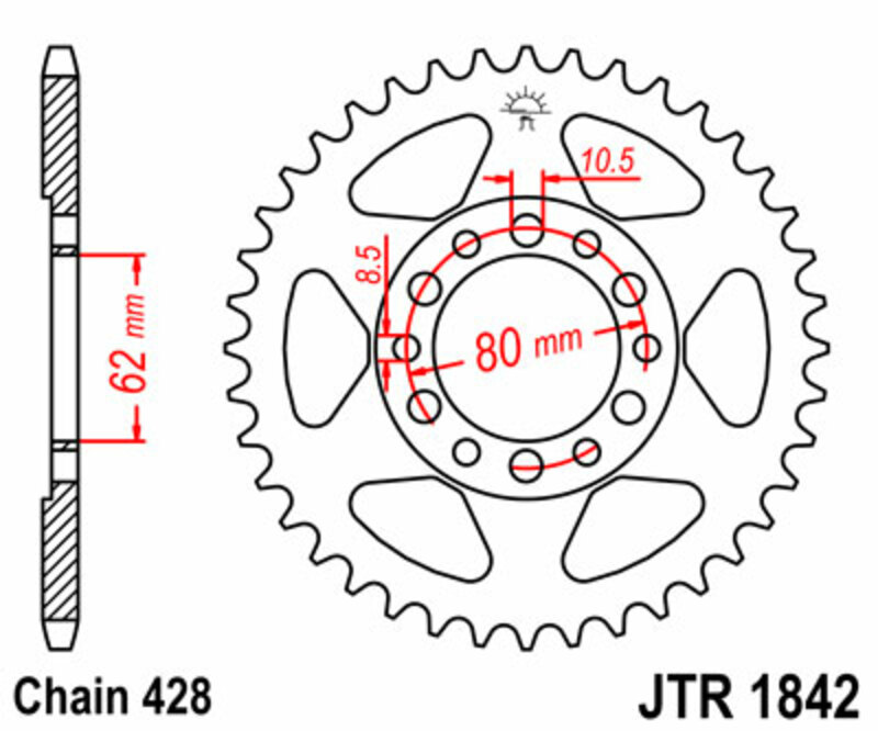 JT SPROCKETS Steel Standard Rear Sprocket 1842 - 428