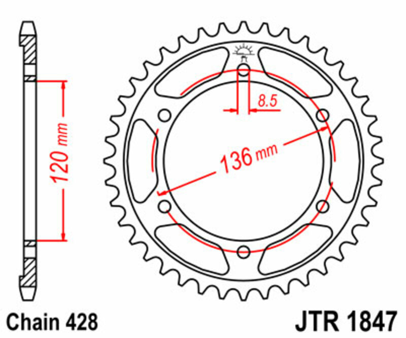 JT SPROCKETS Steel Standard Rear Sprocket 1847 - 428