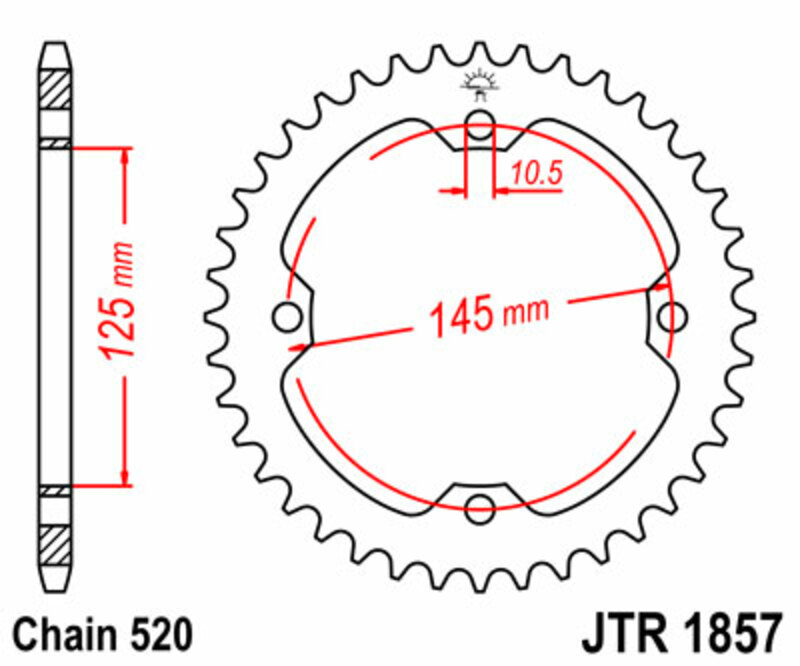 JT SPROCKETS Steel Standard Rear Sprocket 1857 - 520