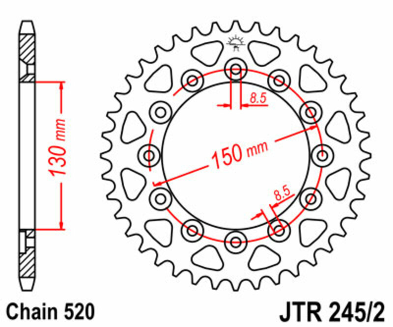 JT SPROCKETS Steel Standard Rear Sprocket 245/2 - 520