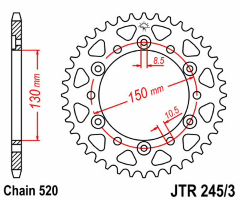 JT SPROCKETS Steel Standard Rear Sprocket 245/3 - 520
