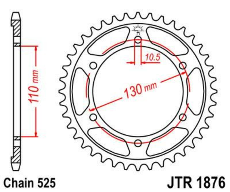 JT SPROCKETS Steel Standard Rear Sprocket 1876 - 525