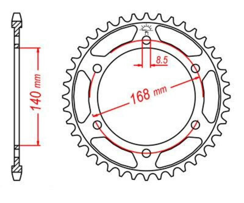 JT SPROCKETS Steel Standard Rear Sprocket 6 - 525