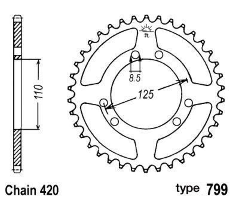 B1 Steel Standard Rear Sprocket - 420