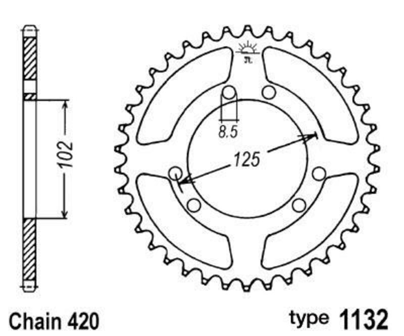 B1 Steel Standard Rear Sprocket - 420
