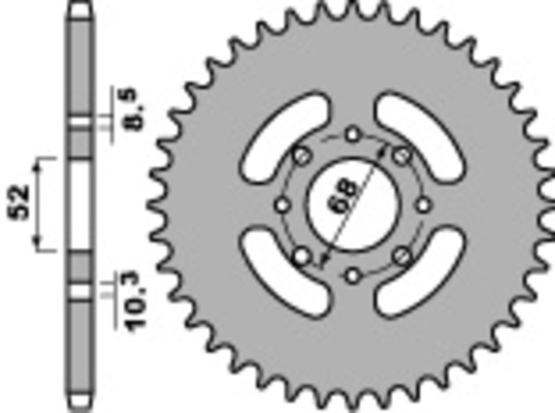PBR Padrão C45 Aço roda dentada traseira 802 - 428