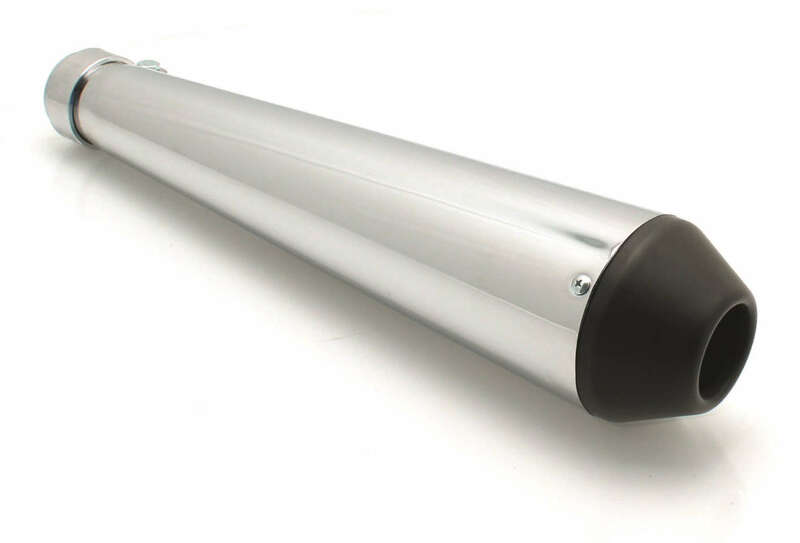 V PARTS Vintage Series Megaton Slip-on Chromed/Black End Cap Universal, white, white