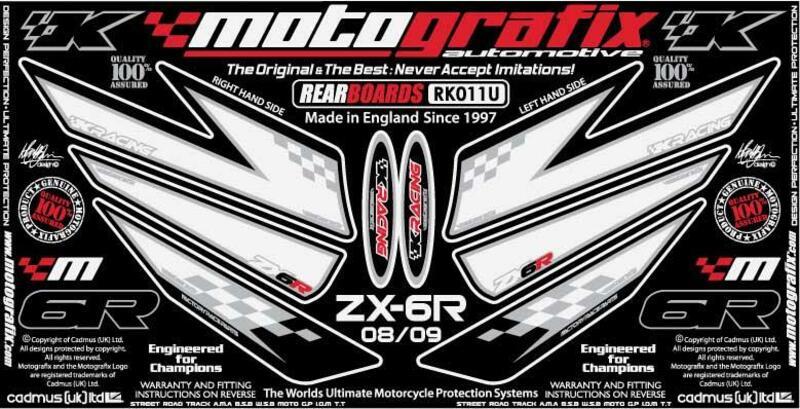世界有名な MOTOGRAFIX Rear ZX6R Kawasaki White Numberboard Fairing ジャケット・アウター