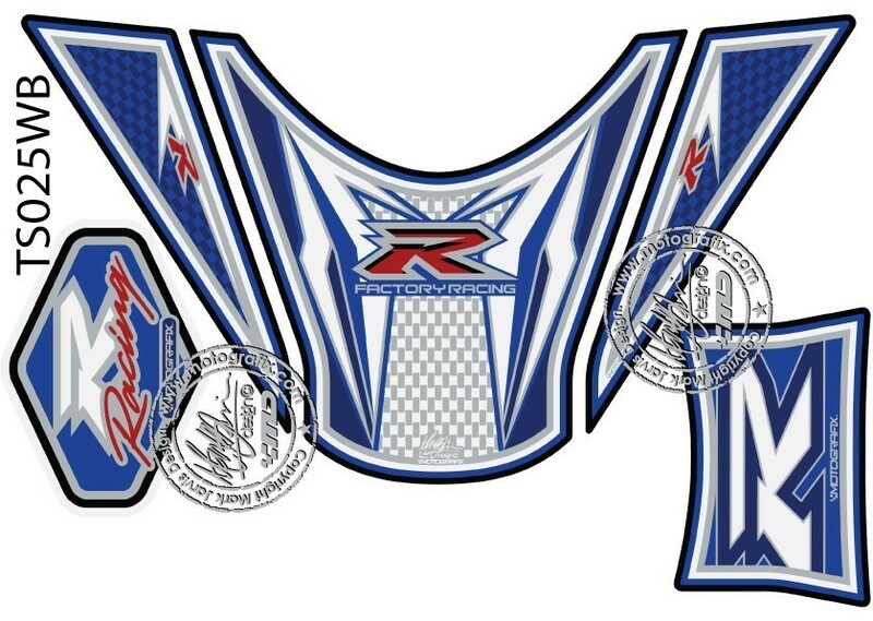 MOTOGRAFIX Tank Pad 5pcs White/Blue Suzuki GSXR1000, Size 300 mm, white, Size 300 mm