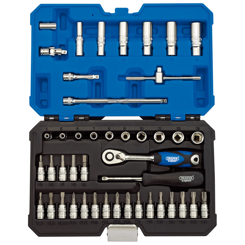 DRAPER Metric 1/4” Sockets & Ratchet Set (44 pieces)