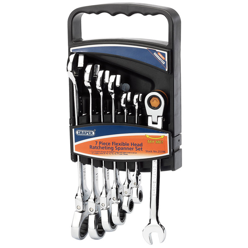 DRAPER 7 Articulated Ratchet Combination Wrenches Set