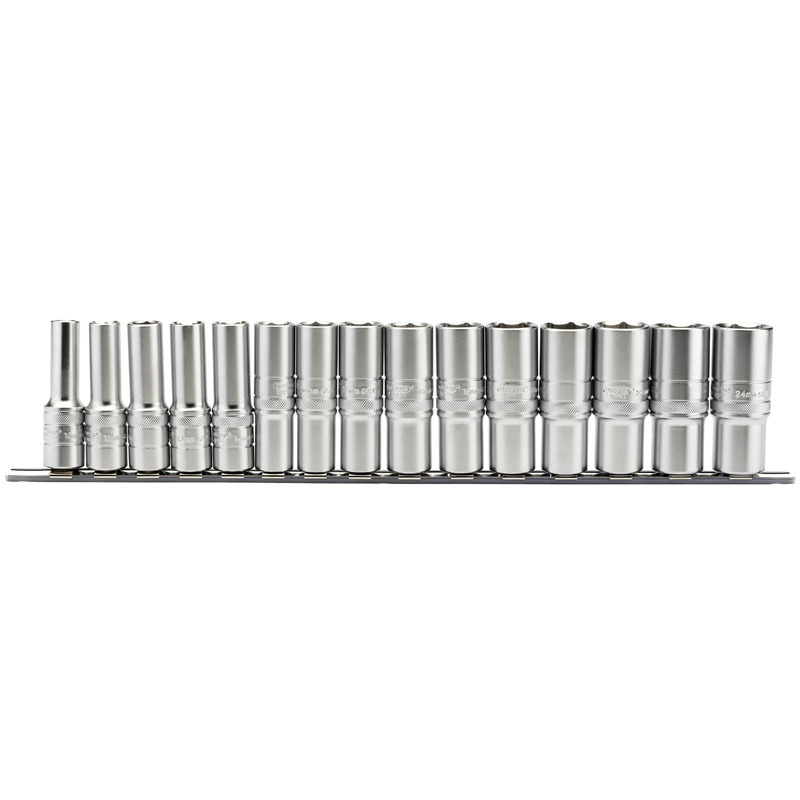 DRAPER Set of 15 1/2'' Sockets 10 to 24mm