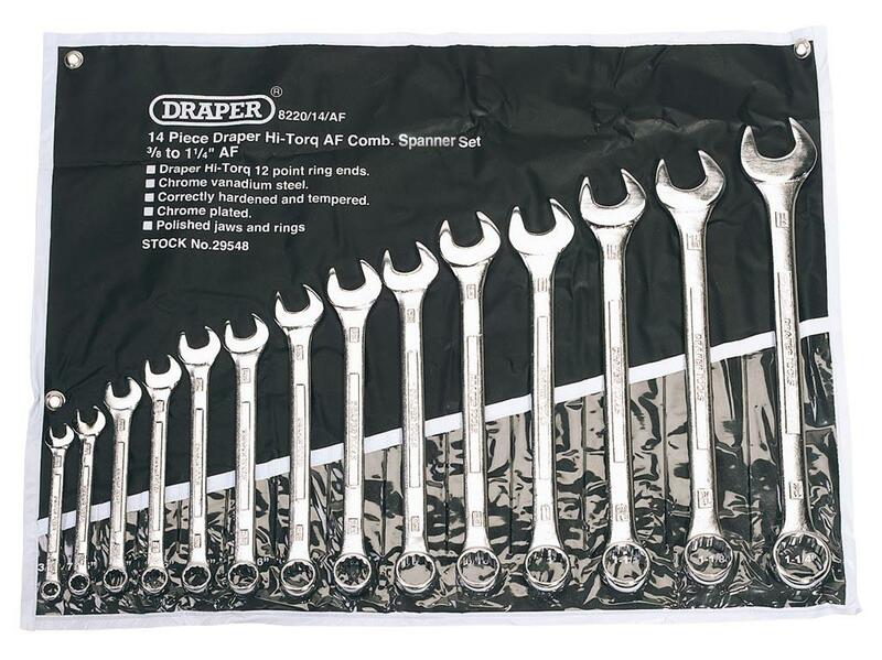 DRAPER Combination Wrenches Set in Inches 14 pcs
