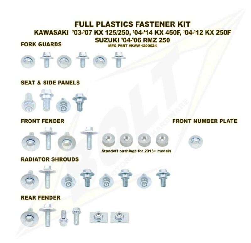 BOLT Complete set of Bolt plastic screws for Kawasaki KX-F250 /450