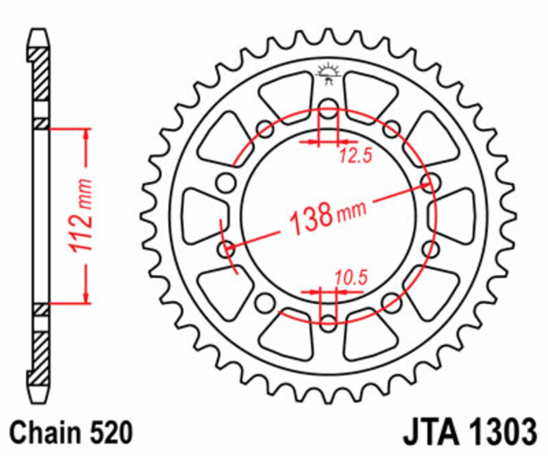 JT SPROCKETS Aluminium Ultra-Light Rear Sprocket 1303 - 520