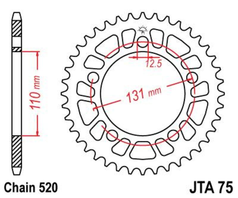 JT SPROCKETS Aluminium Ultra-Light Rear Sprocket 75 - 520