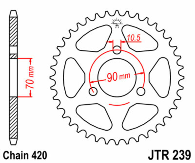 JT SPROCKETS Couronne acier standard 239 - 420