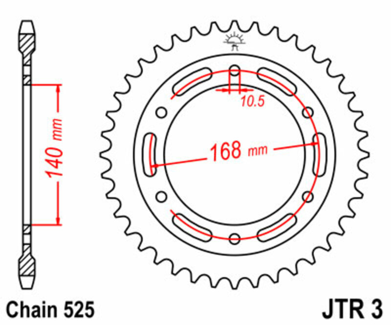 JT SPROCKETS Steel Standard Rear Sprocket 3 - 525