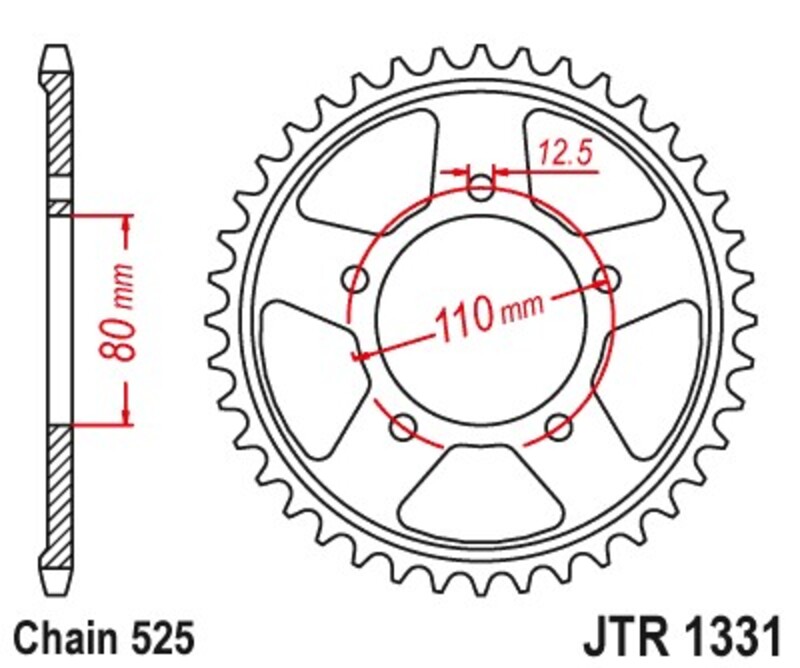 JT SPROCKETS Steel Standard Rear Sprocket 1331 - 525