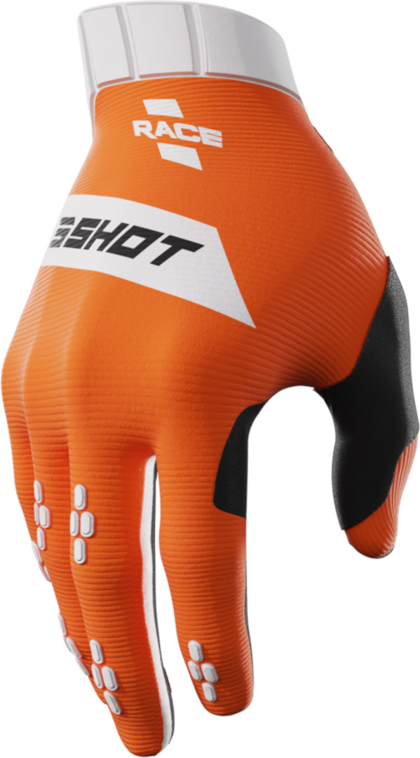 Shot Race Motocross Gloves, white-orange, Size S M, white-orange, Size S M