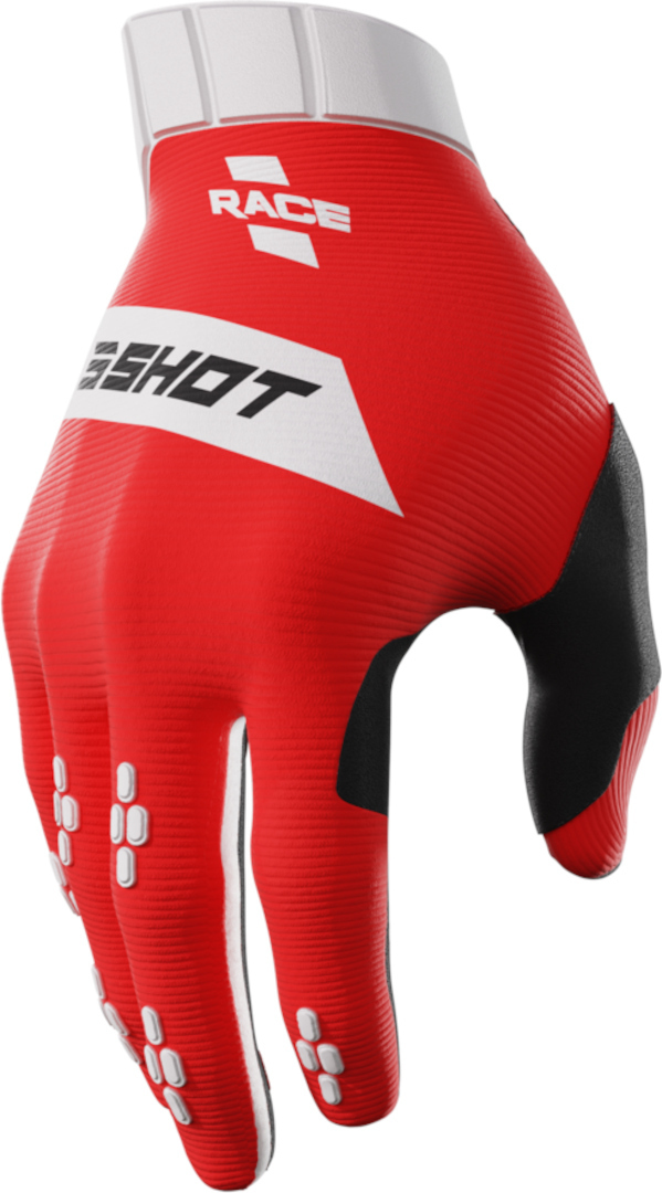 Shot Race Motocross Gloves, white-red, Size S M, white-red, Size S M