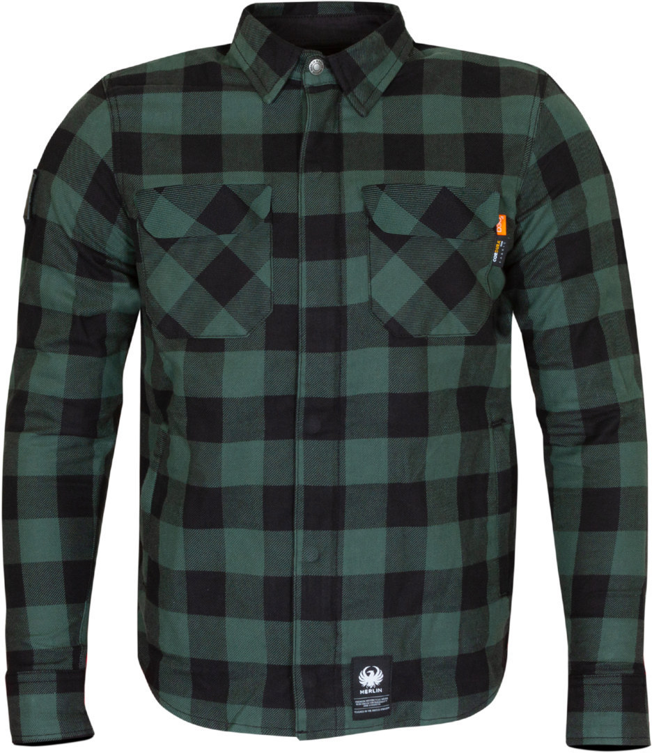Side view of Merlin Sherbrook D30 Single Layer Motorcycle Shirt, black-green, Size 4XL for Men