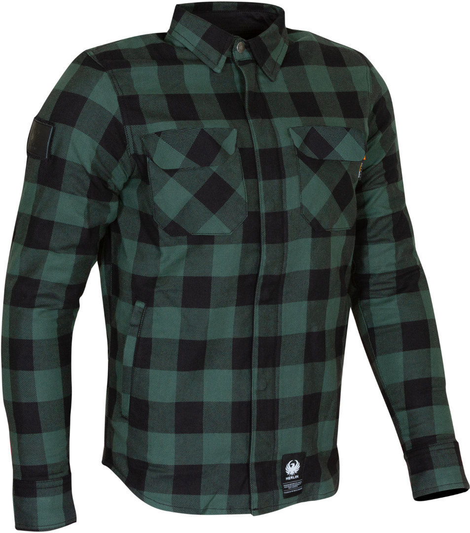 Side view of Merlin Sherbrook D30 Single Layer Motorcycle Shirt, black-green, Size 4XL for Men