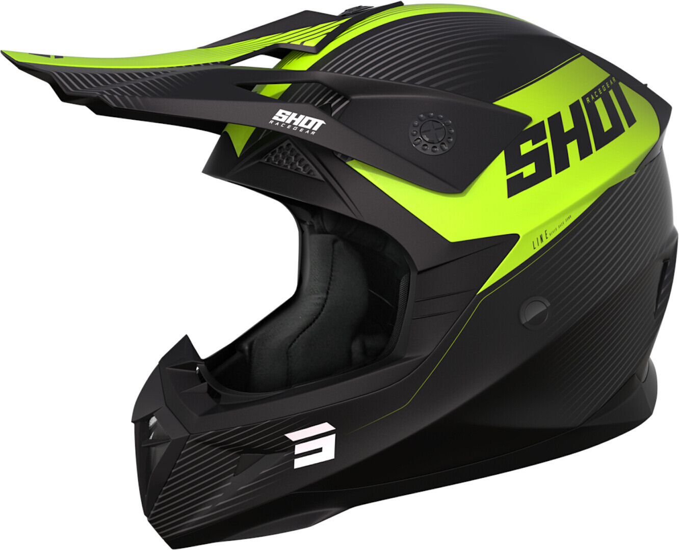 Shot Pulse Line Motocross Helmet, black-yellow, Size XS, black-yellow, Size XS