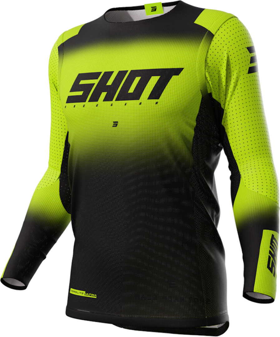 Shot Aerolite Ultima Motocross Jersey, black-yellow, Size S, black-yellow, Size S