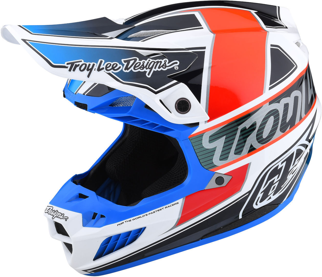 Troy Lee Designs SE5 Team MIPS Motocross Helmet, white-blue-orange, Size S, white-blue-orange, Size S
