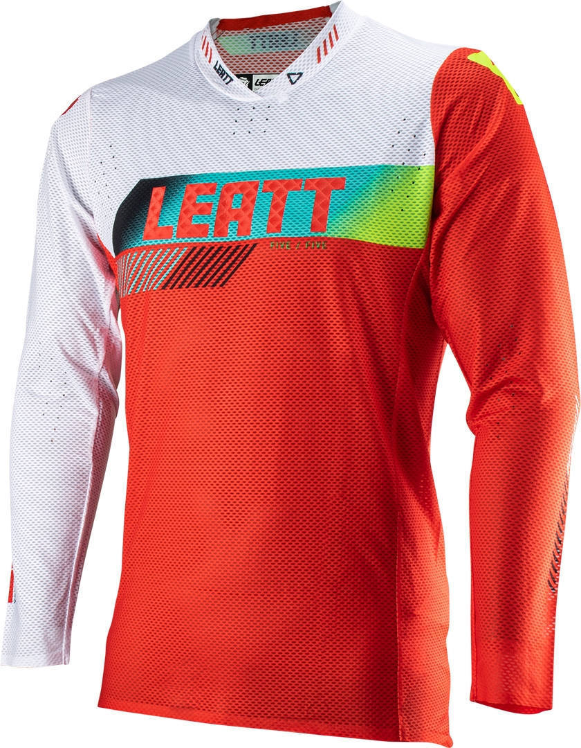 Leatt 5.5 Ultraweld Contrast Maillot de motocross, blanc-rouge, taille 2XL pour Hommes