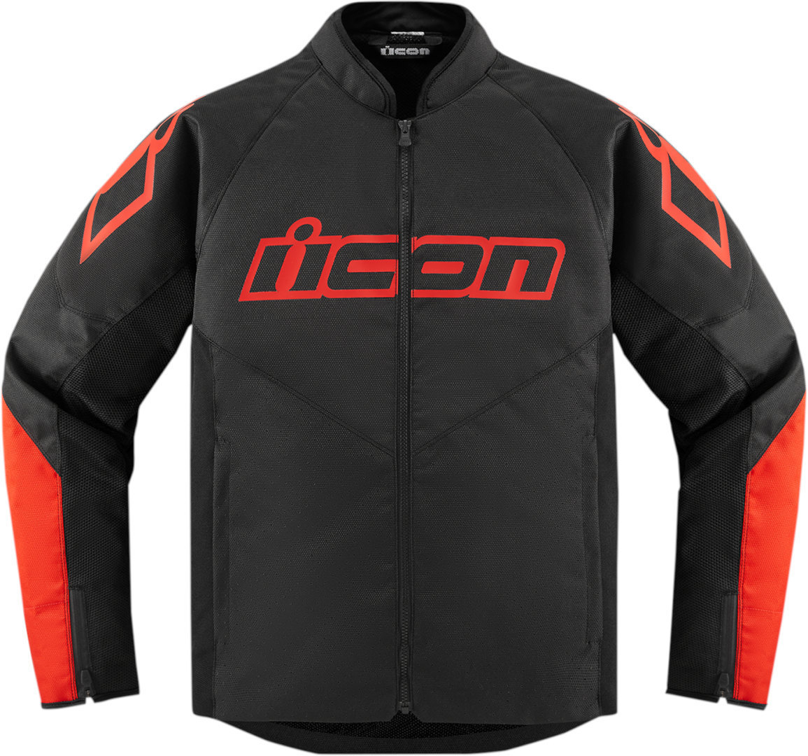 Icon Hooligan Motorfiets textiel jas, zwart-rood, afmeting 2XL