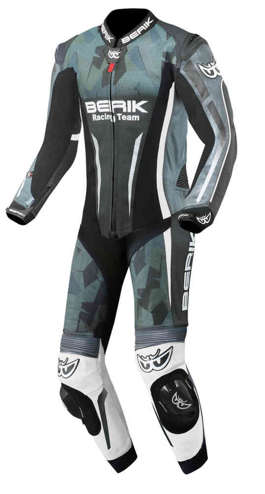 Berik Camo Track Traje de cuero de motocicleta perforado de una pieza