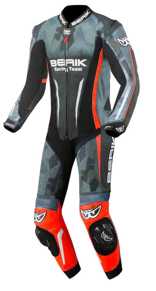 Berik Camo Track Costume en cuir de moto perforé une pièce