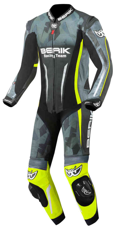 Berik Camo Track Costume en cuir de moto perforé une pièce