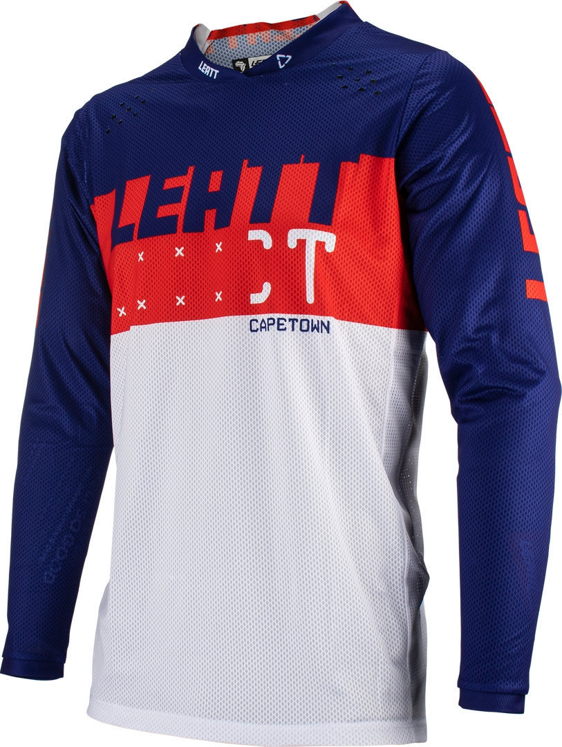 Leatt 4.5 Lite Maillot de motocross, blanc-rouge-bleu, taille XL pour Hommes