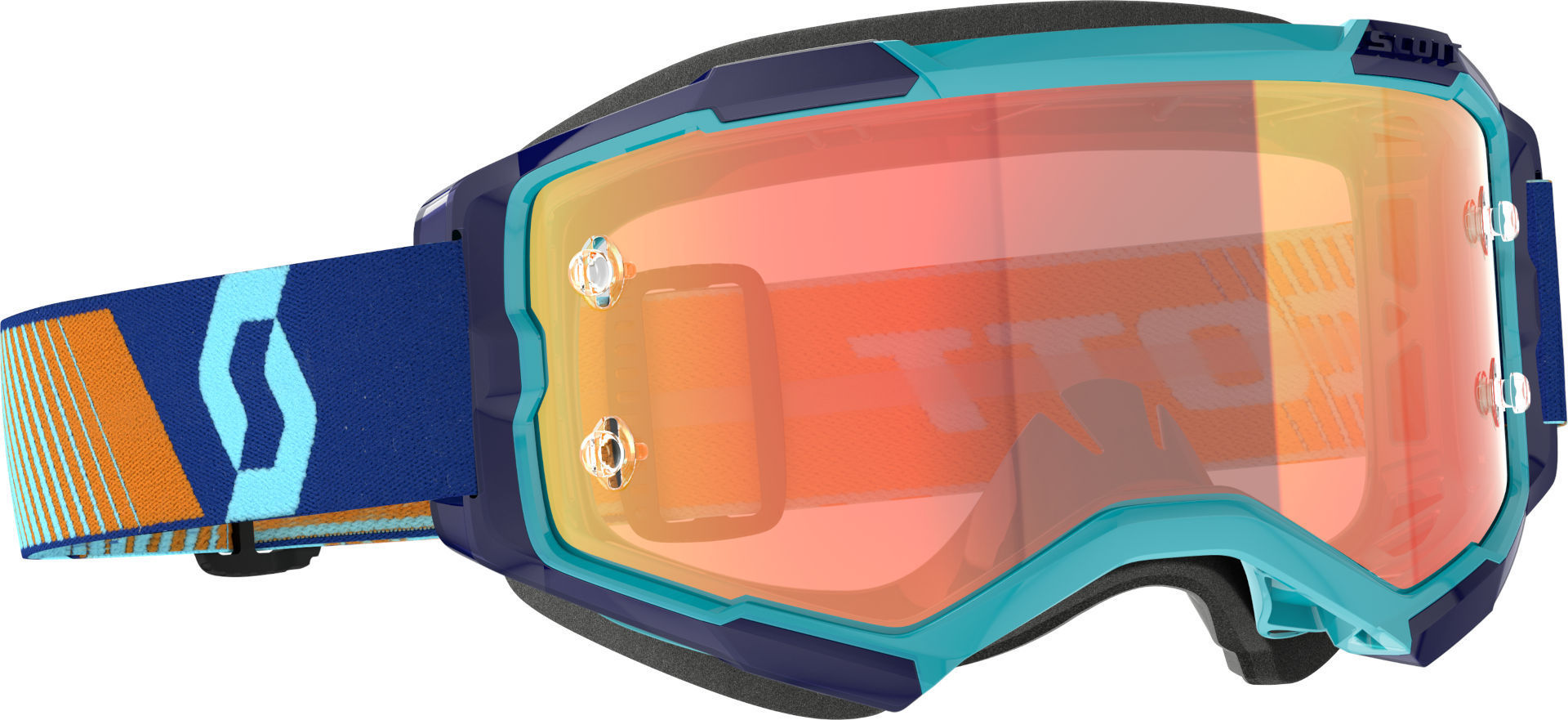 Scott Fury Chrome 2023 Motocross Goggles, blue-orange, blue-orange, Size One Size