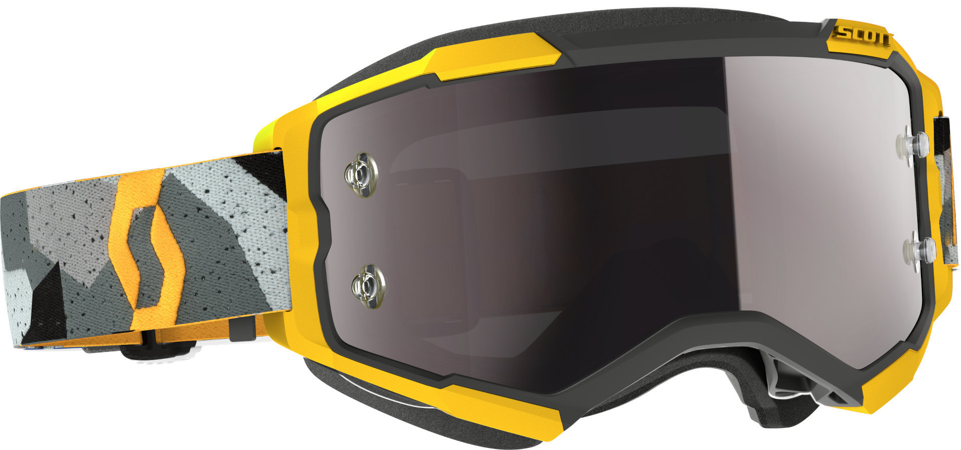 Scott Fury Chrome Camo Grey/Yellow Motocross Goggles, silver, silver, Size One Size