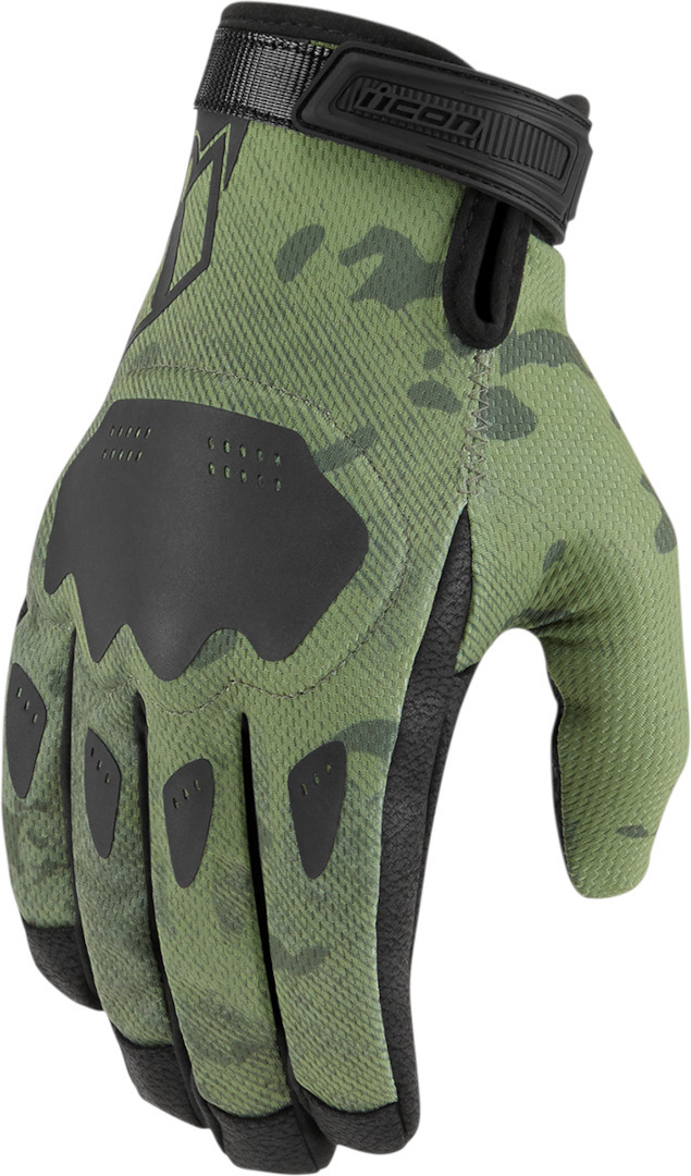 Icon Hooligan CE Motorcycle Gloves, green-multicolored, Size S, green-multicolored, Size S