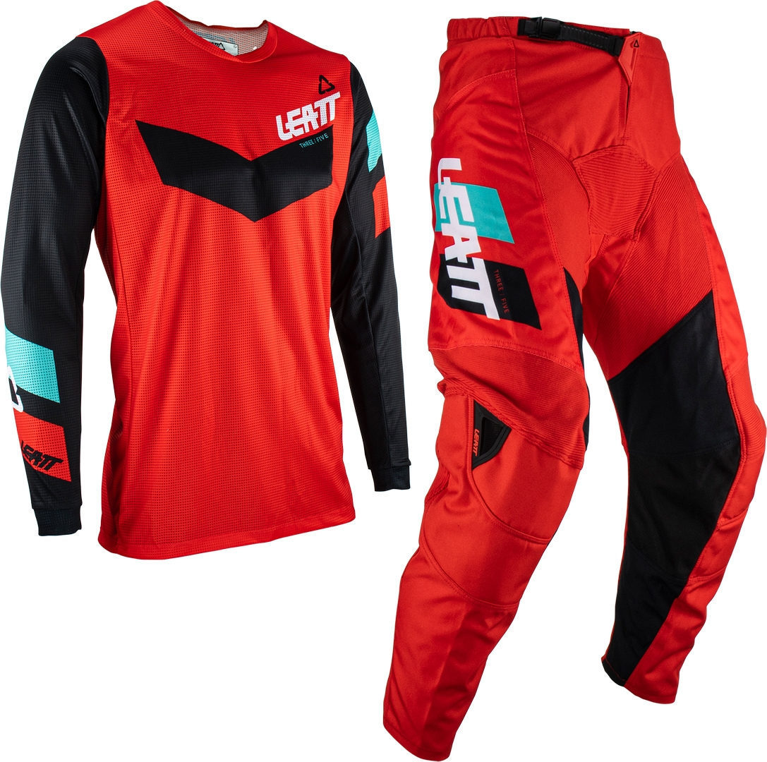 Leatt 3.5 Ride 2023 Maillot de motocross et ensemble de pantalons, noir-rouge, taille XS pour Hommes