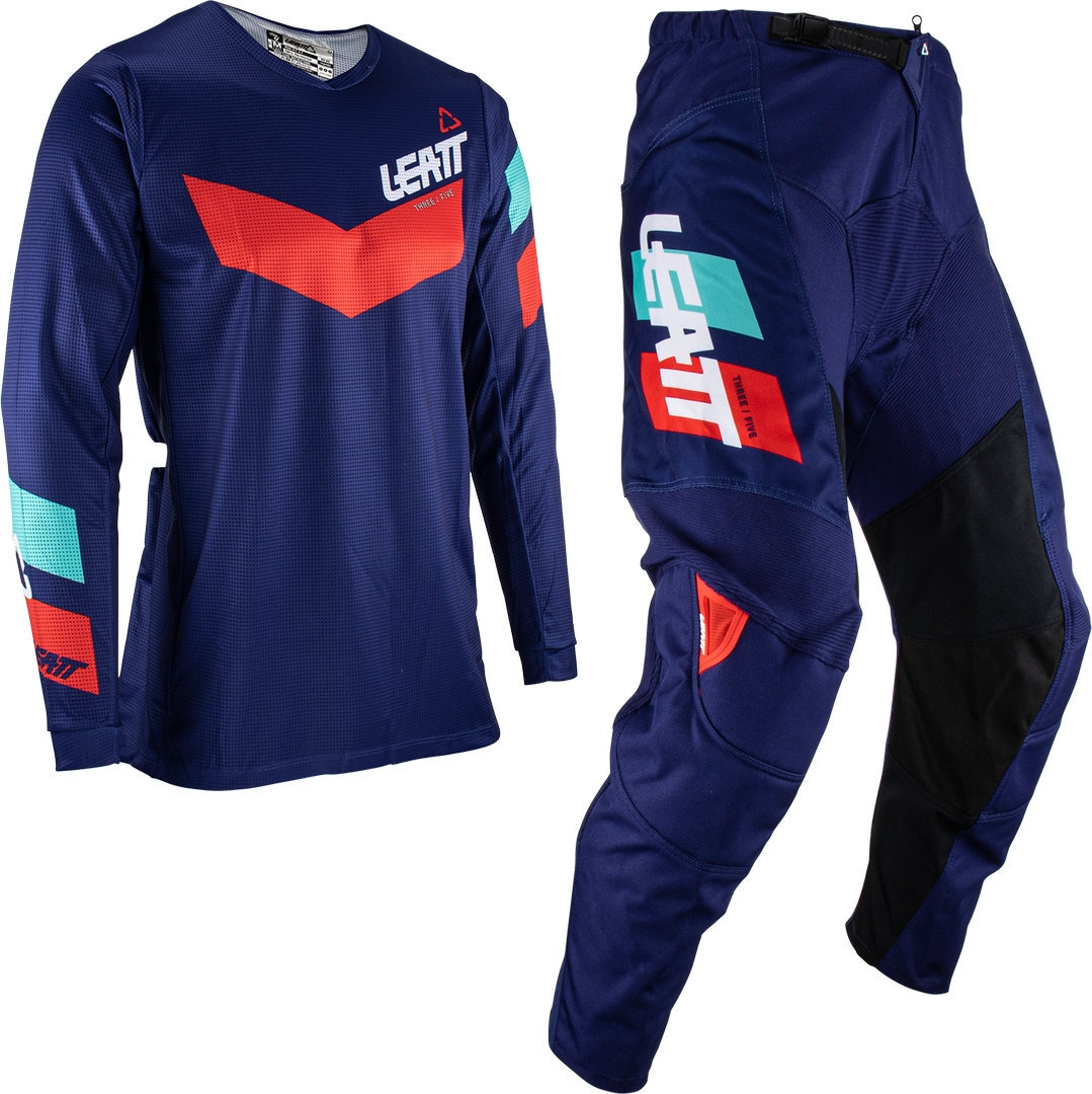 Leatt 3.5 Ride 2023 Maillot de motocross et ensemble de pantalons, gris-bleu, taille XS pour Hommes