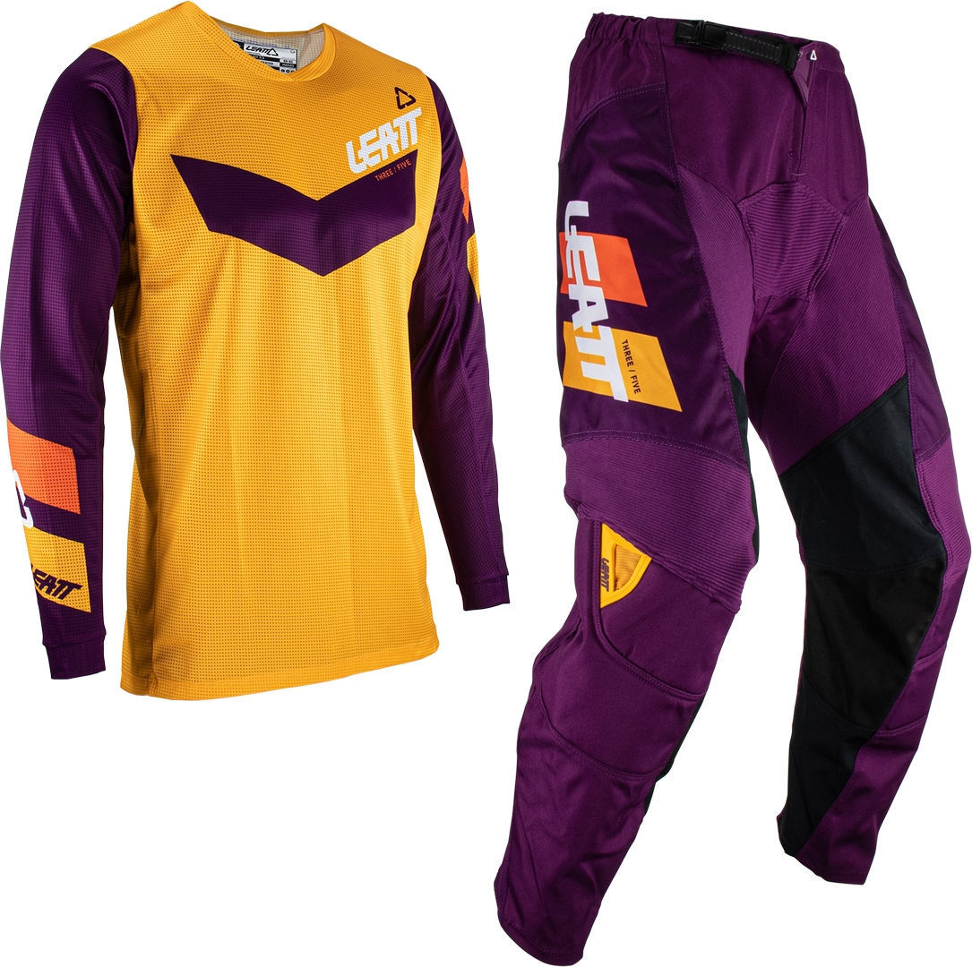 Leatt 3.5 Ride Youth Motocross Jersey and Pants Set, purple-orange, Size S, purple-orange, Size S