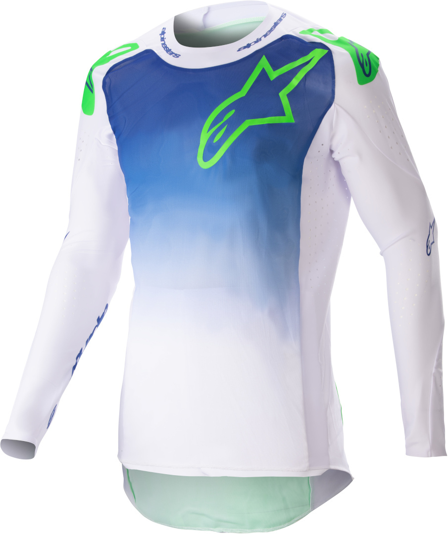 Alpinestars Supertech Risen Motocross Jersey, white-blue, Size 2XL, 2XL White Blue unisex