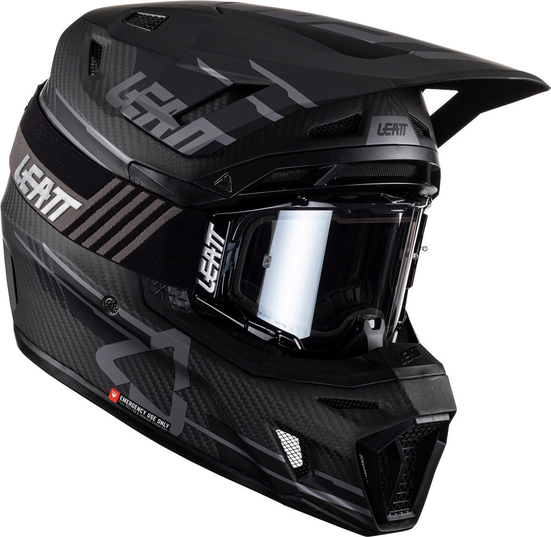 Leatt 9.5 Carbon Stealth Motocross Helmet with Goggles, black, Size L, black, Size L