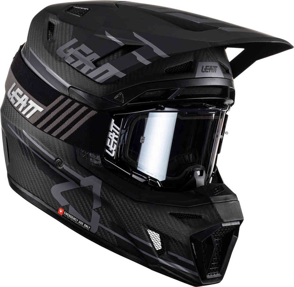 Leatt 9.5 Carbon Stealth Kask motocrossowy z goglami