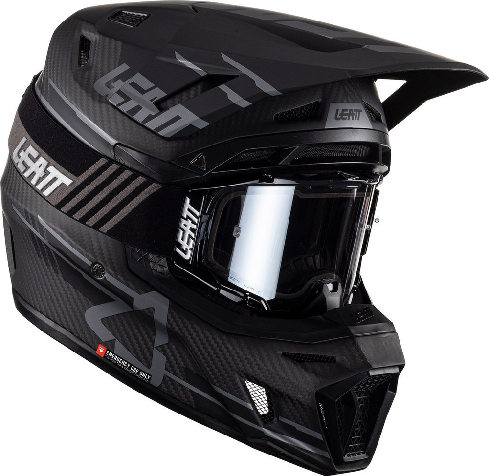 Leatt 9.5 Carbon Stealth Motocross Helm met bril