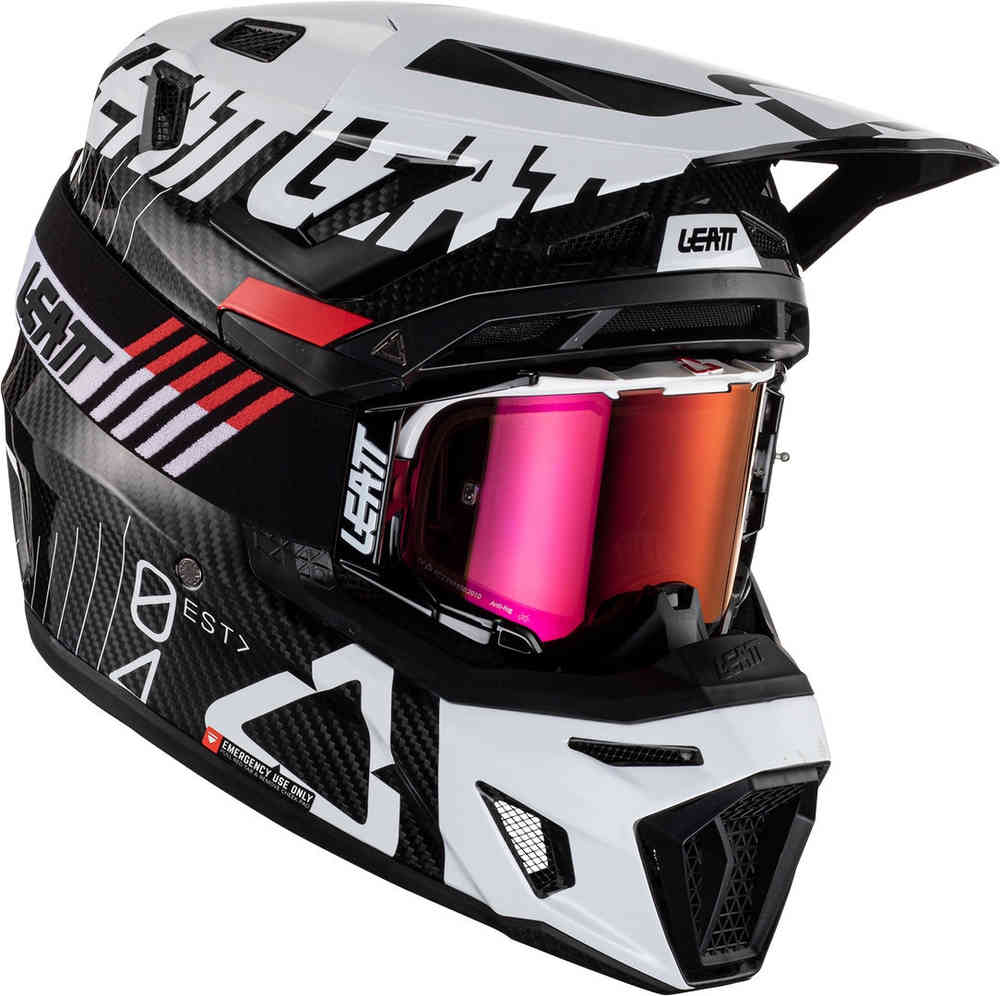 Leatt 9.5 Carbon Ghost 고글이있는 모토 크로스 헬멧