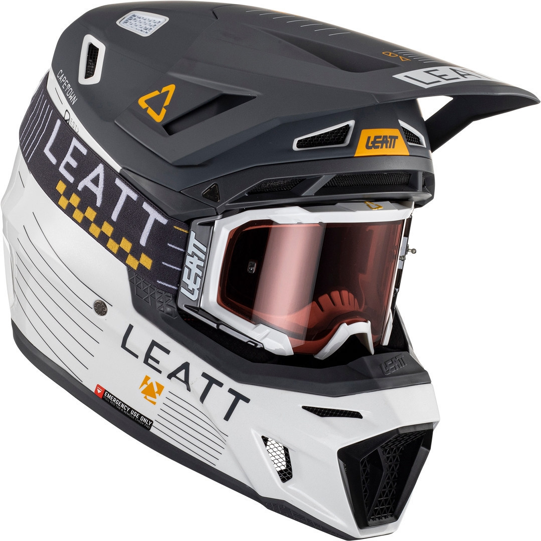 Leatt 8.5 Metallic Motocross Helmet with Goggles, black-grey-white, Size S, black-grey-white, Size S