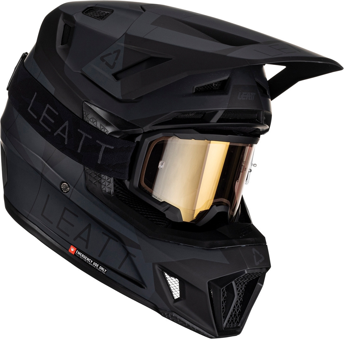 Leatt 7.5 Stealth Motocross Helmet with Goggles, black, Size XS, black, Size XS