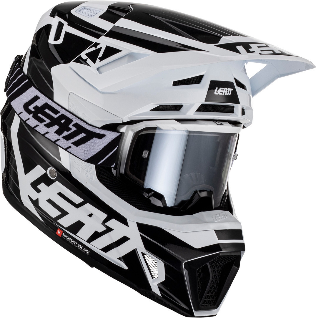 Leatt 7.5 Ghost Motocross Helmet with Goggles, black-white, Size XS, black-white, Size XS
